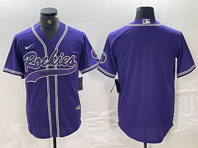 Men Colorado Rockies Blank Purple Joint name Nike 2024 MLB Jersey style 1->->